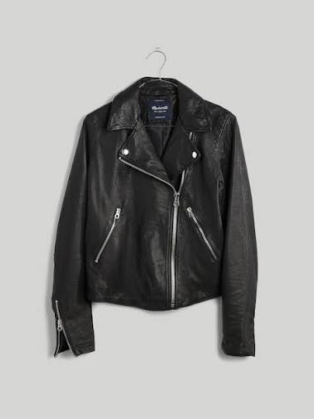 Madewell The Washed Leather Motorcycle Jacket True Black Size Small E0488